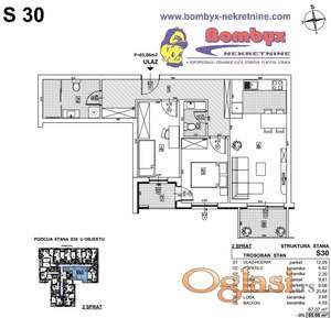Trosoban stan 65m Telep u izgradnji